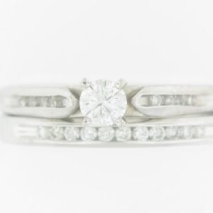 14kw Ladies Wedding Set Round Center Diamond .23 Total Weight Of Ring .42 - 001-100-01224