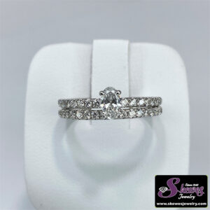 14kw Lab Grown Diamnd Engagement Ring With Oval Center .33 And Wedding Band.21 Dia Tw.75 - 001-100-01705