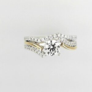 14ktt Natural Diamond Engagement Ring T.18 And Wedding Band T.17 Set With Round .71 Si1 E Lab Grown Diamond Center Tw 1.06 - 001-100-01752