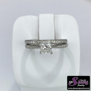 14kw Lab Grown Diamond Engagement Ring With Princess Cut Center .50 Vs F/g And Wedding Band T.16 Total Weight Of Set .78 - 001-100-01798