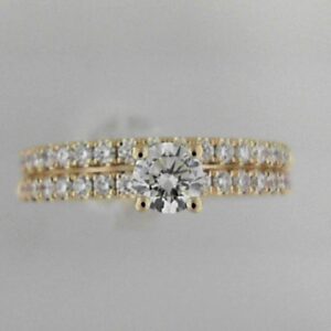 14ky Lab Grown Diamond Engagement Ring And Wedding Band C.33 Tw .75 - 001-100-01831
