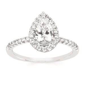 14kw Lab Grown Diamond Engagement Ring With .75ct Pear Shaped Center Dia Tw 1.09 - 001-100-01865
