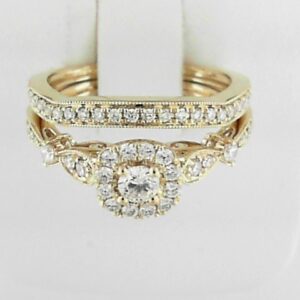10ky Lab Grown Diamond Engagement Ring And Wedding Band With Round Center .16 Vs2 E/f Tw .63 - 001-100-01871