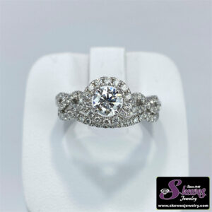 14kw Lab Grown Diamond Enagement Ring And Wedding Band With Round Center .50 E/f Vs2 Tw 1.00 - 001-100-01872