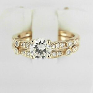 14ky Lab Grown Diamond Engagement Ring And Wedding Band C.75ct Total Weight Of Set 1.00ct - 001-100-01878