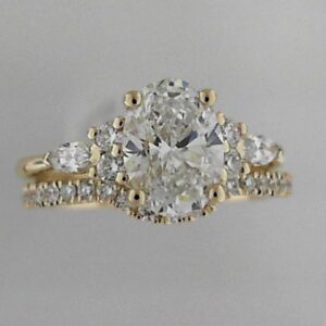 14ky Oval Lab Grown Diamond Enagement Ring C1.59ct Vs1 F Tw 1.74ct And Wedding Band Tw .24 Total Weight Of Set 1.98ct - 001-100-01888