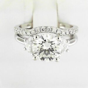 14kw Lab Grown Diamond Engagement Ring T.49 With 2.01ct F Vvs2 Round Center And Wedding Band T.24 Total Weight Of Set 2.74ct - 001-100-01889