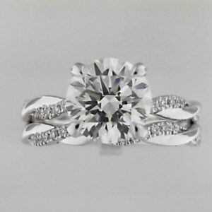 14kw Lab Grown Diamond Enagement Ring.12 With Round Center 2.06ct F Vs1 And Wedding Band T.13 Total Weight Of Set 2.31ct - 001-100-01893