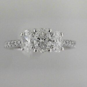 14kw Three Stone Oval Lab Grown Diamond Ring Tw 1.08ct - 001-120-01661