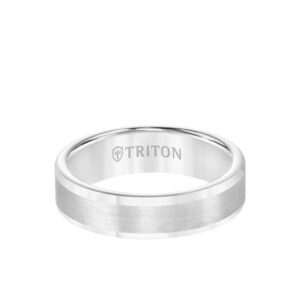 6mm White Tungsten Carbide Satin Finish Flat Center With Bright Polish Round Edges Comfort Fit Wedding Band - 001-150-02153