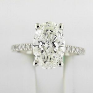14kw Milestones Lab Grown Diamond Ring With 2.05ct E Vs1 Oval Center Ring Tw 2.33ct - 001-191-00413