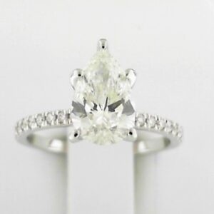 14kw Milestones Lab Grown Diamond Ring With 1.50ct G Vvs2 Pear Cut Center Ring Tw 1.75ct - 001-191-00415