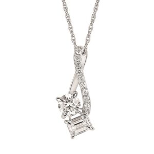14kw Lab Grown Diamond Pendant Tw 1.02 With Emerald Cut .40 And Round.50 Lab Grown Diamonds - 001-191-00550