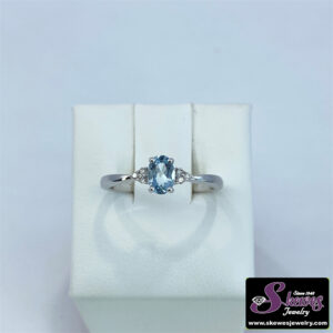 10kw Aquamarine Ring With Diamonds Tw .04 - 001-200-01941