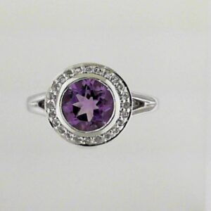 Sterling Silver Amethyst .95ct And White Topaz Ring .09ct - 001-200-01956