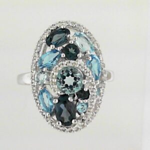 Sterling Silver Blue Topaz 2.50ct Ring With White Topaz .24ct - 001-200-01958