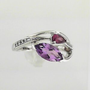 Sterling Silver Amethyst 1.50ct And Rhodolite Ring - 001-200-01961