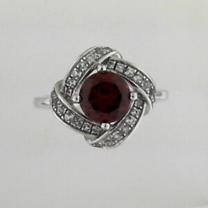 Sterling Silver 1.52ct Garnet And White Topaz Ring - 001-200-01972