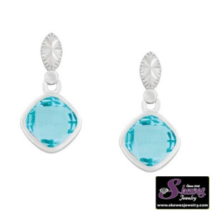 Sterling Silver Blue Topaz Square Earrings - 001-210-00824