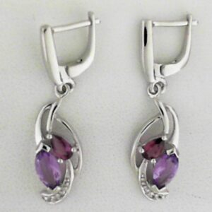 Sterling Silver Amethyst 1.82ct And Rhodolite Earrings - 001-210-00957