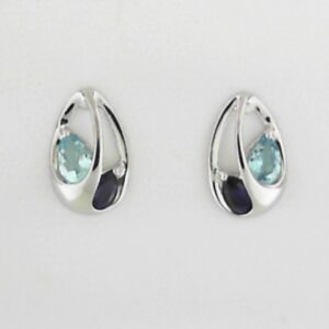 Sterling Silver Blue Topaz And Iolite Earrings - 001-210-00967