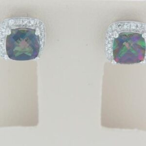 10kw Created Alexandrite Earrings With Dia Tw .10 - 001-210-00977