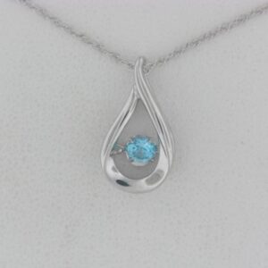 Sterling Silver Shimmering Diamonds Pendant With Blue Topaz - 001-230-01535