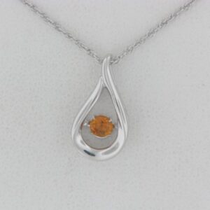 Sterling Silver Shimmering Diamonds Pendant With Citrine - 001-230-01537