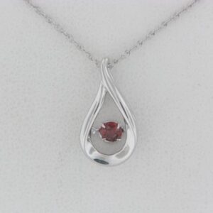 Sterling Silver Shimmering Diamonds Pendant With Garnet - 001-230-01539