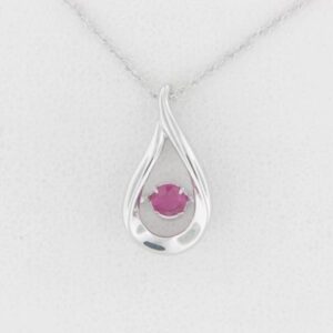 Sterling Silver Shimmering Diamonds Pendant With Ruby - 001-230-01542