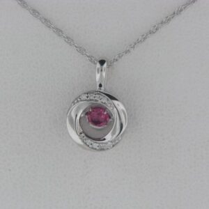 Sterling Silver Shimmering Diamonds Pendant With Pink Tourmaline And Dia Tw .03 - 001-230-01545