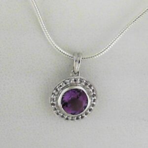 Sterling Silver Amethyst Pendant .95ct And White Topaz .09ct - 001-230-01578