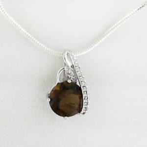 Sterling Silver Cognac Quartz 1.40ct Pendant With White Topaz .05ct - 001-230-01579