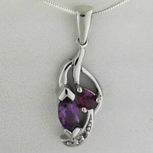 Sterling Silver Amethyst 1.30ct And Rhodolite Pendant - 001-230-01583