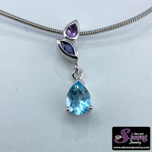 Sterling Silver Blue Topaz Amethyst And Iolite Pendant - 001-230-01588