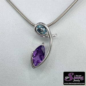 Sterling Silver Amethyst And Blue Topaz Pendant - 001-230-01590
