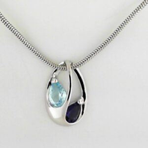 Sterling Silver Blue Topaz And Iolite Pendant - 001-230-01591