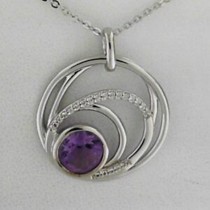 Sterling Silver Amethyst Pendant With White Topaz - 001-230-01594