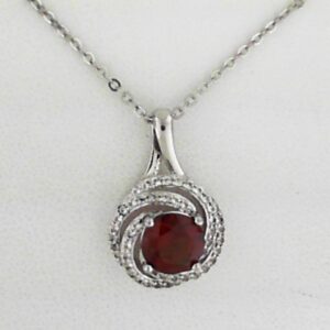 Sterling Silver Garnet And White Topaz Pendant - 001-230-01595