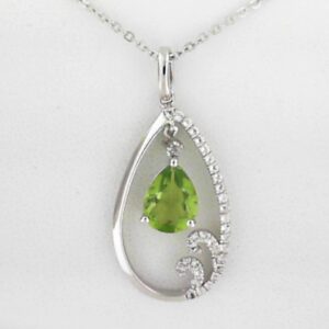 Sterling Silver 1.60ct Peridot Pendant With White Topaz Accents - 001-230-01598