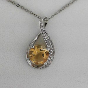 Sterling Silver Golden Citrine Pendant With White Topaz - 001-230-01599
