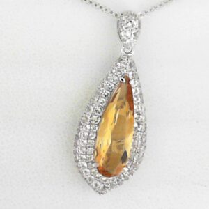 Sterling Silver 2.44ct Golden Citrine Pendant With White Topaz - 001-230-01601