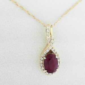 10ky 7x5mm Ruby Pendant With Diamond Tw .14 - 001-230-01631
