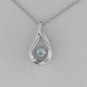 Sterling Silver Shimmering Diamonds Pendant With Aquamarine - 001-230-01651