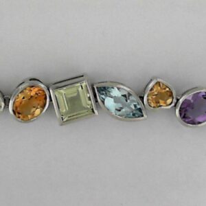 Sterling Silver Multi Stone Bracelet With Citrine, Blue Topaz, Cognac Quartz, Green Quartz 19.97ct - 001-240-00035