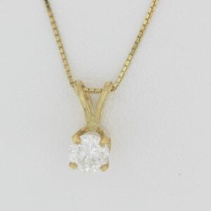 14ky Diamond Pendant Solitaire I1 F .33 Carat Hb346 - 001-320-00850