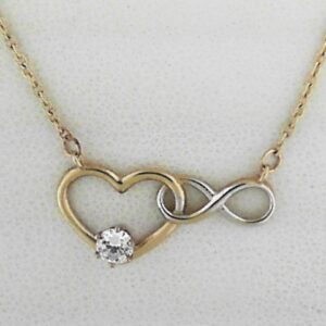 10k White And Yellow Heart With Infinity Symbol Necklace Set With .14ct Round Diamond Si3 G/h - 001-320-01422