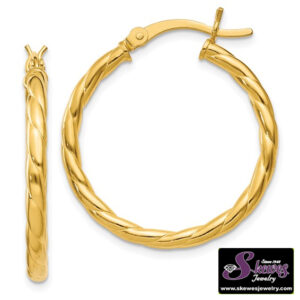 Sterling Silver/gp Twisted 3x25mm Hoops - 001-610-01071