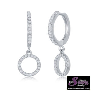 Sterling Silver Small Huggie Hoop Cz Circle Earirngs - 001-610-01152