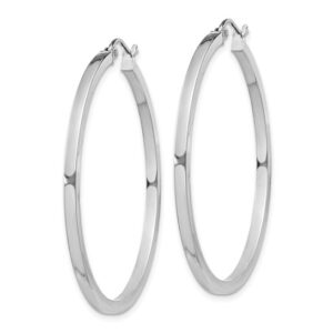 Sterling Silver Rhodium Plated 2x40mm Square Tube Hoop - 001-610-01182